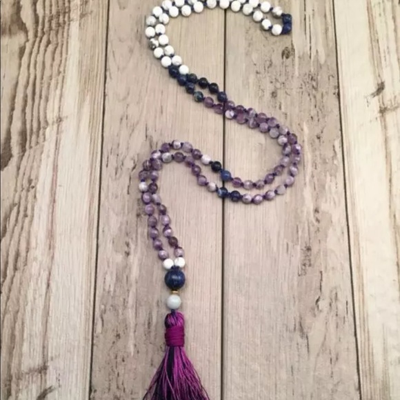 DREAM Mala Amethyst, Howlite, lapis and aquamarine - Picture 5 of 8
